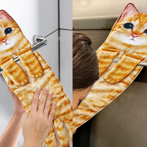 Cat Funny Hand Towels for Bathroom Kitchen